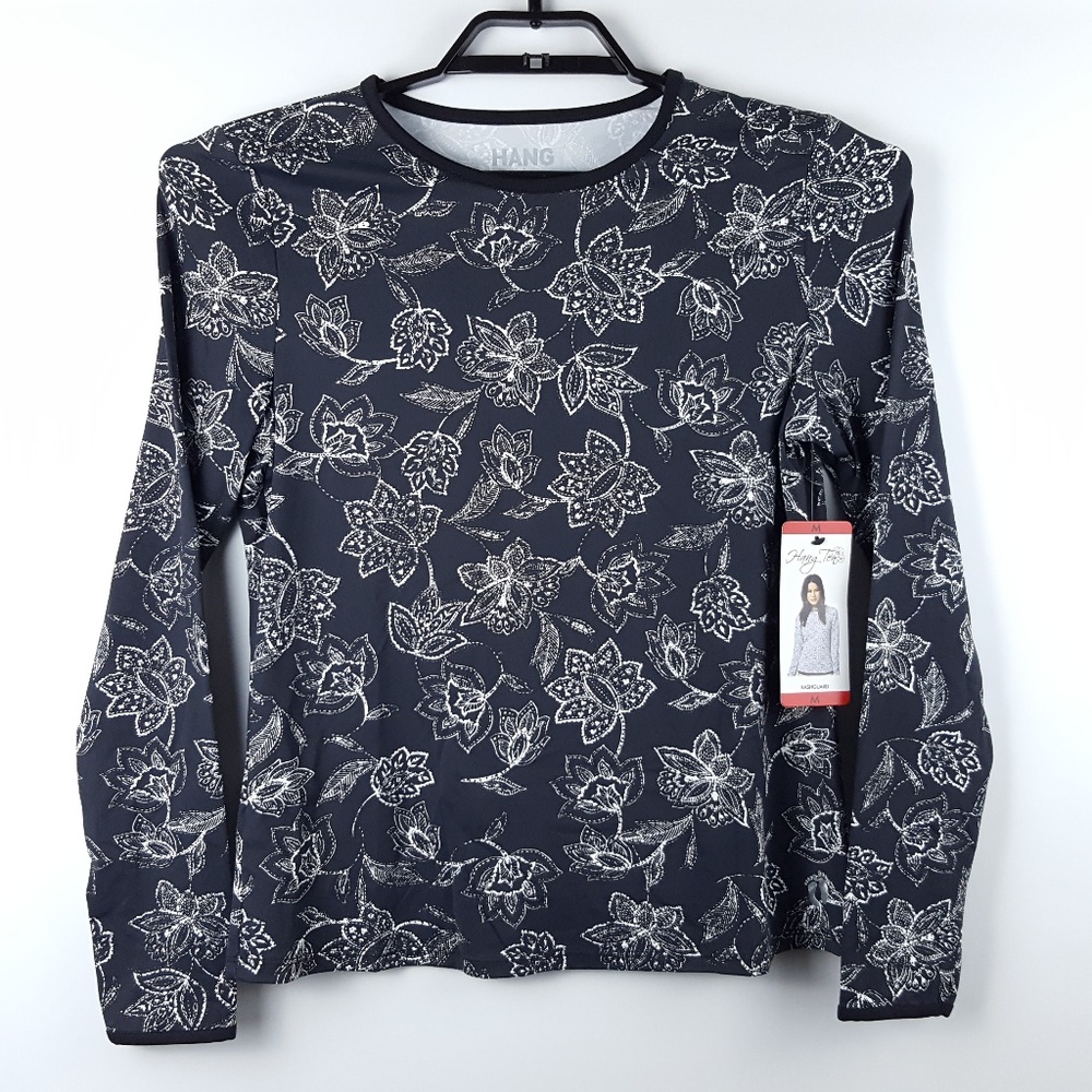 NWT Hang Ten Womens S Black/White Rash guard